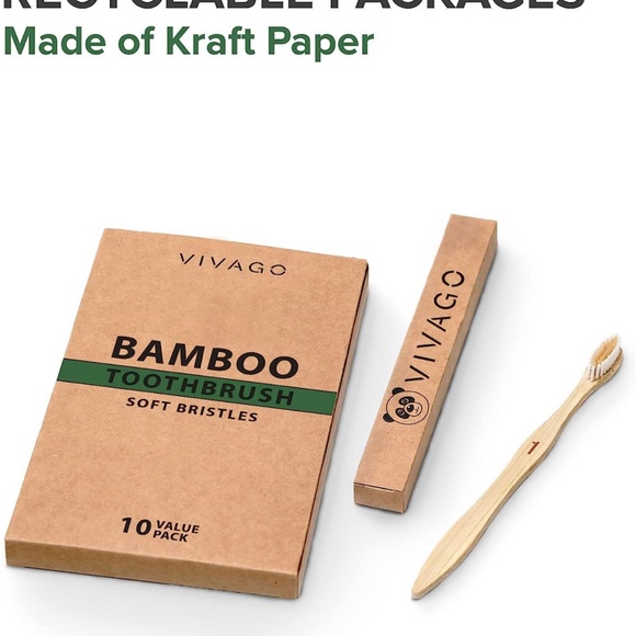 Bamboo toothbrushes pack of 10 - Picture 2 of 6